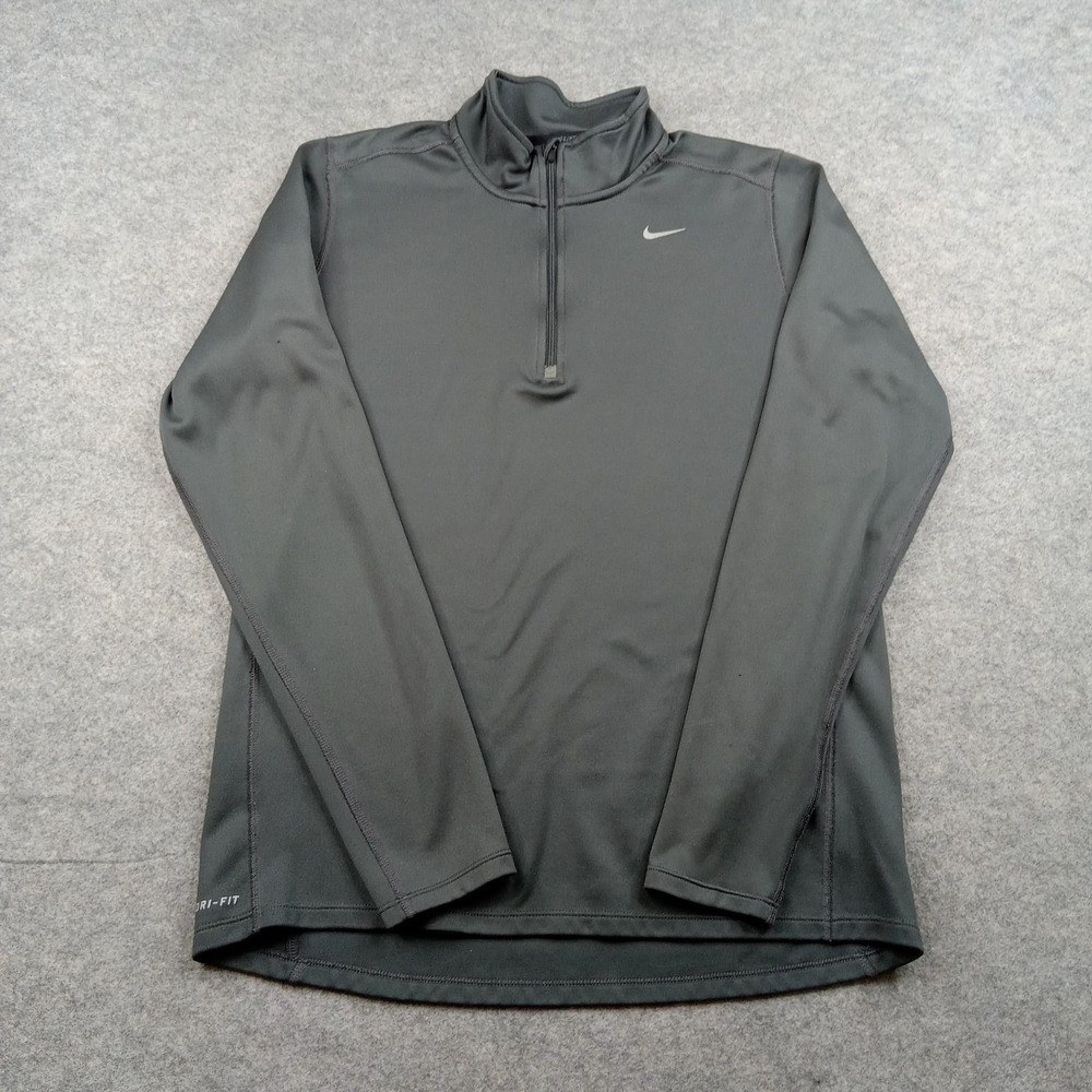 Nike Pullover Mens Medium Gray Dri-FIT 1/4 Zip Long Sleeve Running Training‎ Top